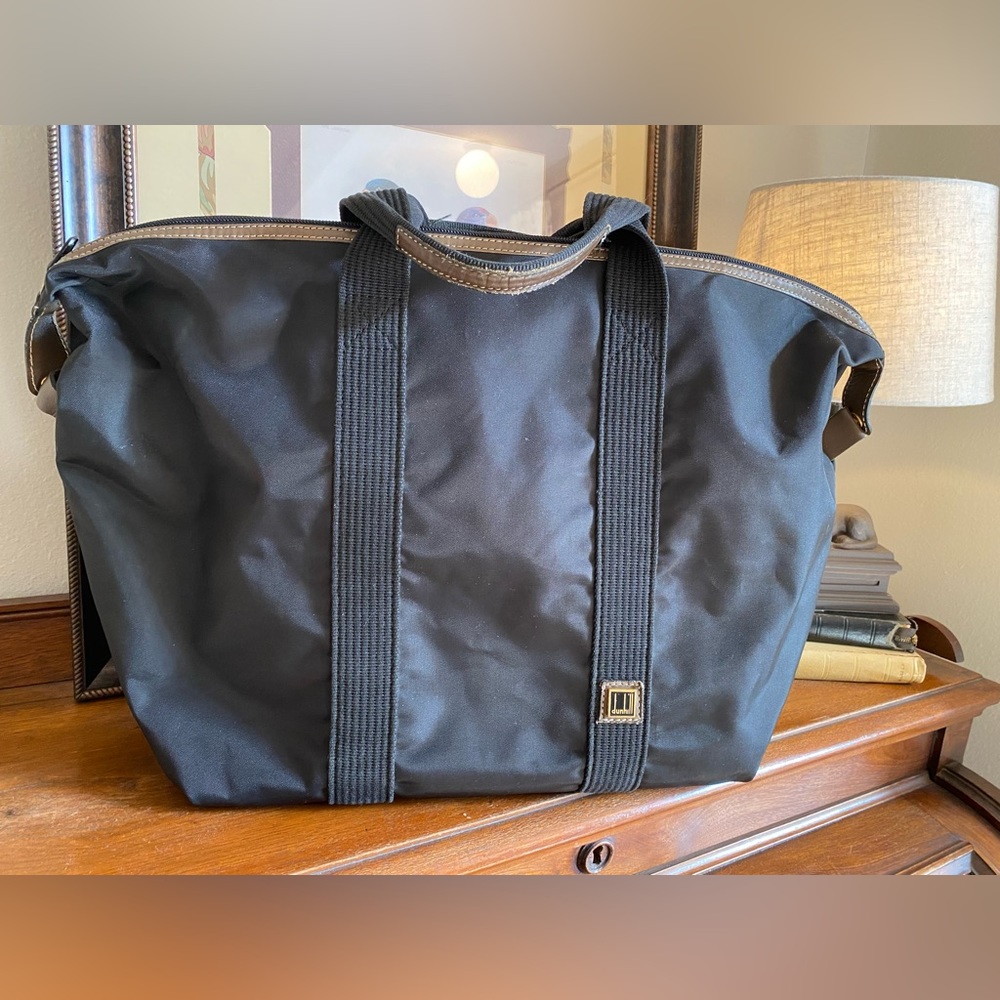 Dunhill Travel Duffel Nylon Canvas with Leather Trim Unisex